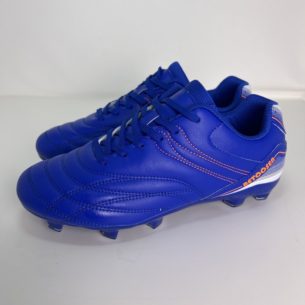 BETOOSEN Mens Firm Ground Soccer Cleats Royal Blue Orange‎ Size EU 39 US 6.5 New